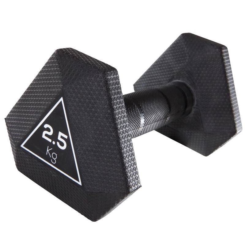 DOMYOS Hex Dumbbell Barbel Alat Angkat Beban Gym Fitness Berat 2.5 kg