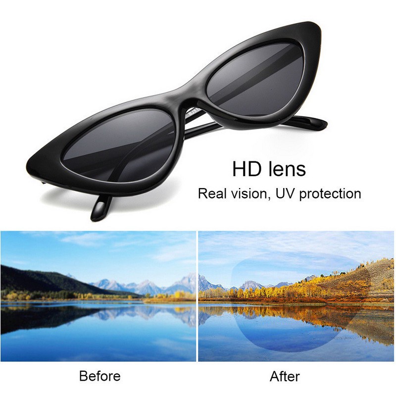 Kacamata Hitam Pria dan Wanita Sunglasses Model Lonjong Segitiga Korean Ulzzang Triangle Vintage Cat Eye Kaca Mata Hitam Aneka Variasi Anti Silau Sinar UV Matahari Antiradiasi Polar Polarised Hiking Motor Pantai Model Vintage Kotak Ukuran Kecil KCH22