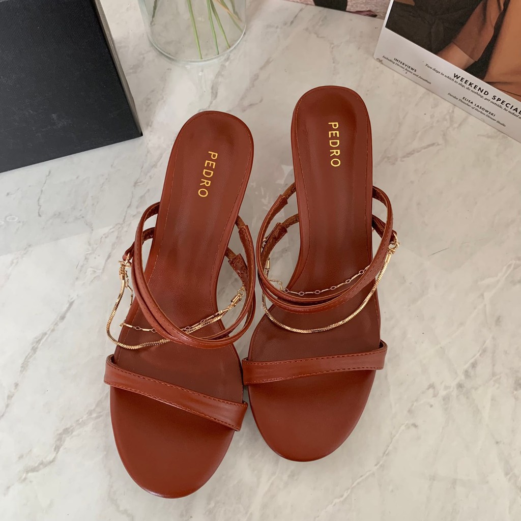 [7.7 Boombastis Sale⚡] - SANDAL WANITA PS085 STRAPPY KITTEN HEEL SANDALS PREMIUM IMPORT