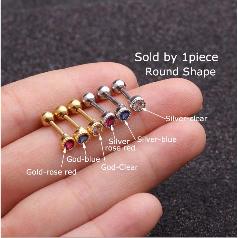 1pc Anting Tindik Tulang Rawan Telinga Atas Bahan Stainless Steel 16g Hias Zirkon Bentuk Hatitetesan Air