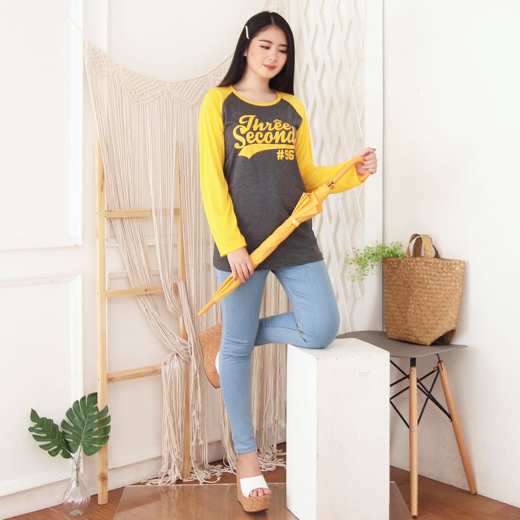 Kaos Raglan lengan panjang | Raglan kombinasi kuning | Ukuran M-L-XL-XXL | Best seller