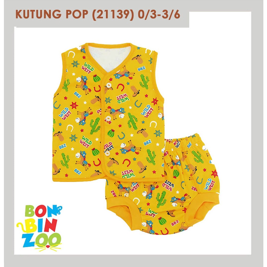 Bonbinzoo Setelan Baju Kutung Celana Pop Bayi Kancing Depan Bonbinzoo 0-3 3-6 6-12 bln