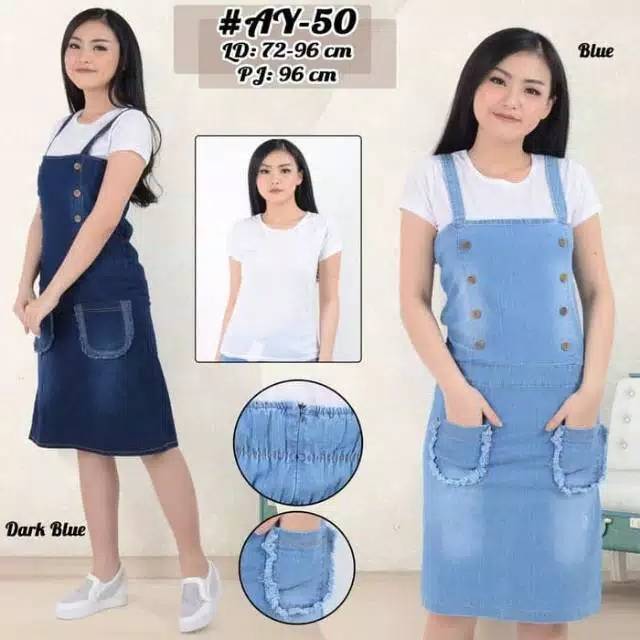 Overal jeans rok kodok pendek Ay-50