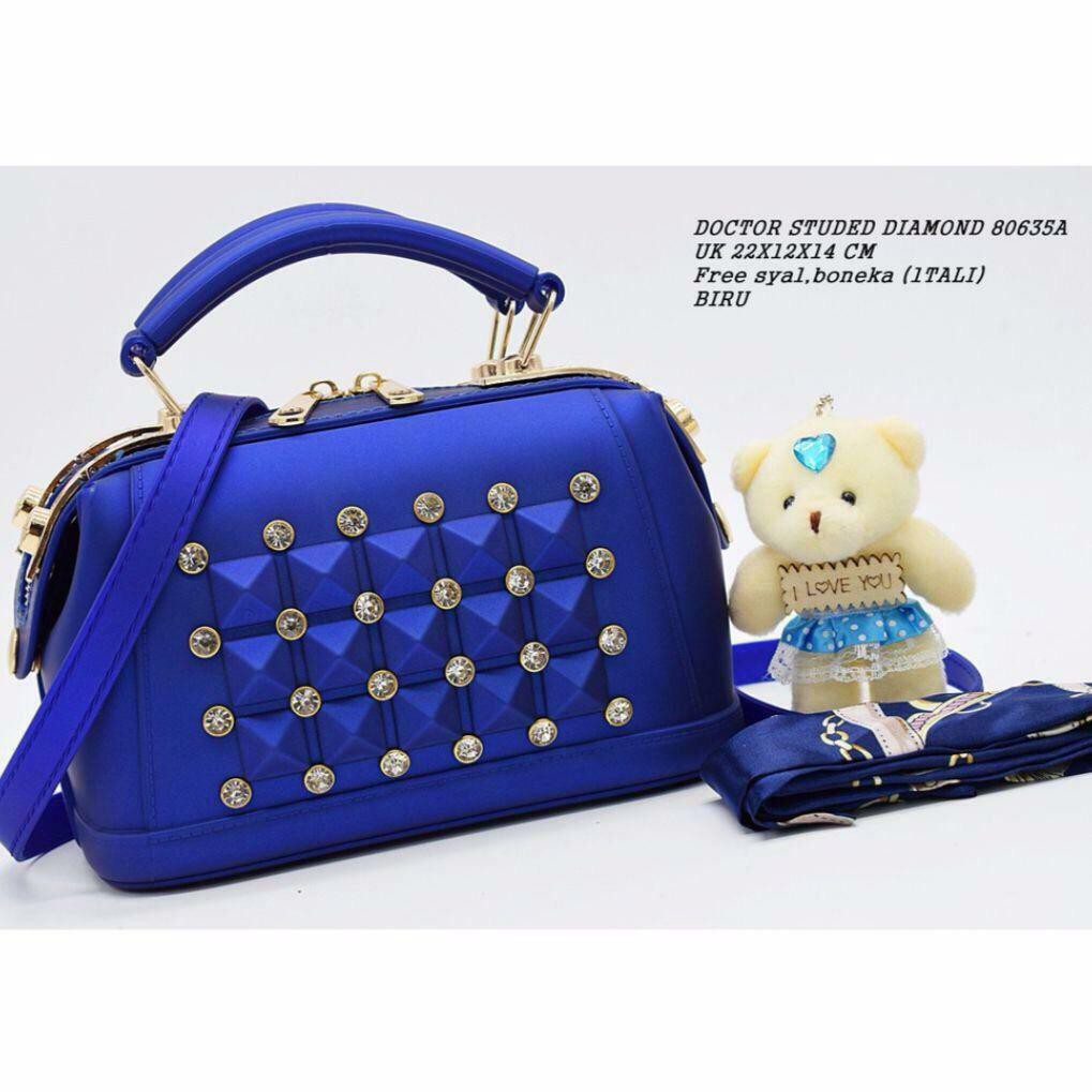 066-A (FREE SYAL &amp; BONEKA) - HANDBAG TAS DOCTOR TAS BATAM TAS IMPORT - JELLY 5 KOTAK DIAMOND GM 2685