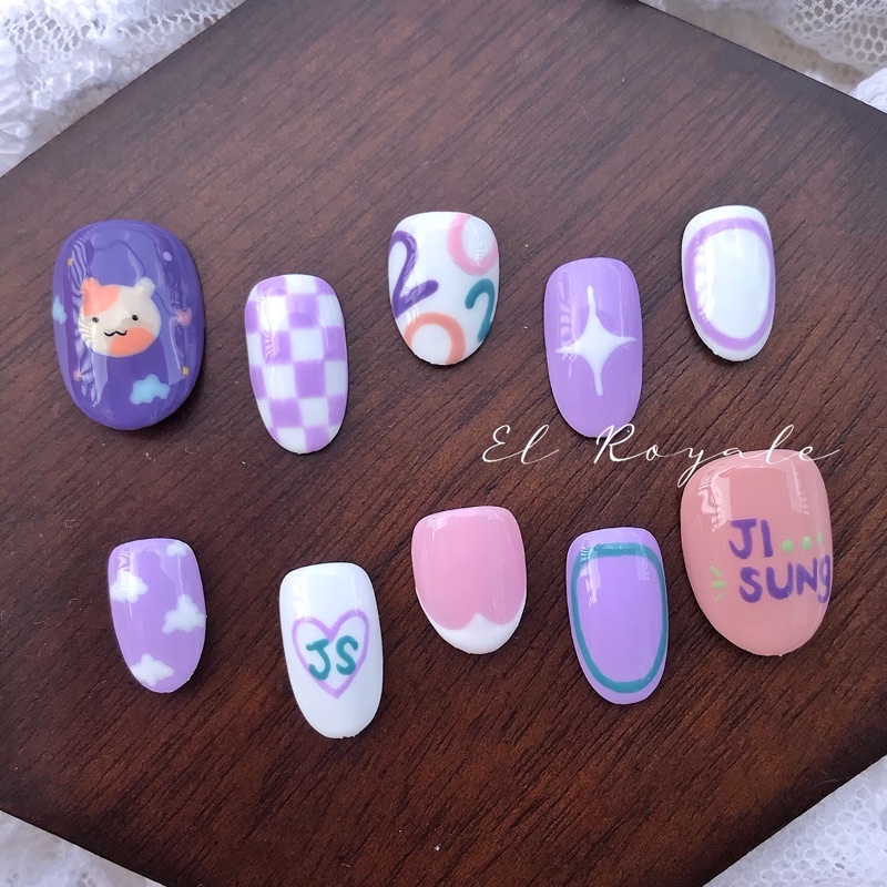 Custom Kuku Palsu JISUNG NCT HAMSTER LILAC KPOP / Fake Nails / Press on