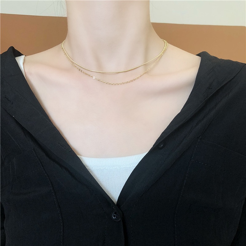 Simple Ins Style Double-layer Thin Chain Necklace Female Sweet Clavicle Chain