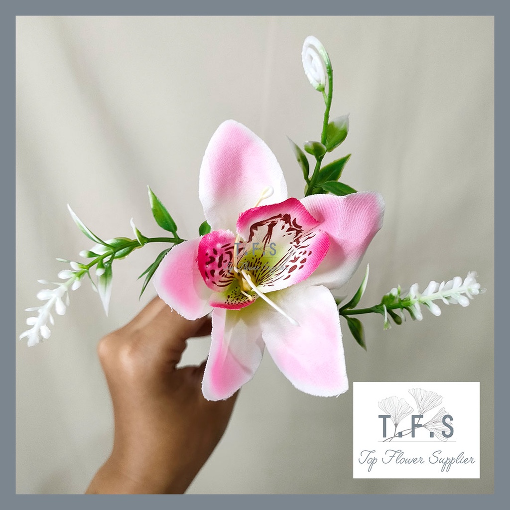 Artificial Flower Cattleya Orchids Bunga Plastik Palsu Buatan Dekorasi Hias Pajangan Rumah Kantor-PINK