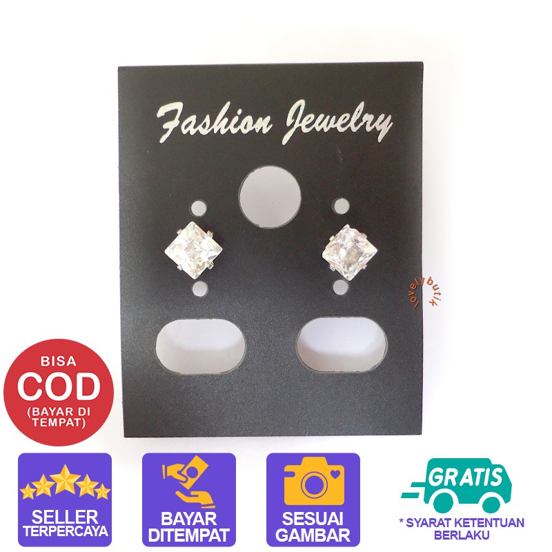 Lovelybutik Anting Anti karat Anting Tindik Wanita Titanium Squar3 Ukuran 0,5 cm