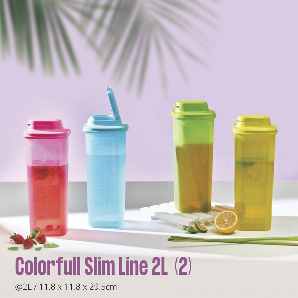 Colorfull Slim Line 2L (2) / Botol Minum Tupperware Original Termurah