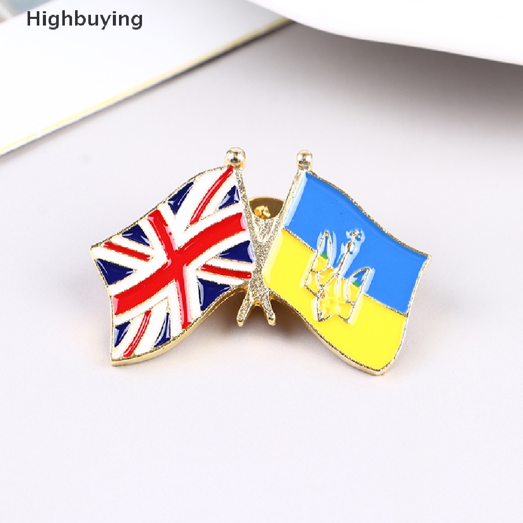 Hbid 1PC Bros Bentuk Bendera Ukrainian Bahan Metal Untuk Aksesoris Pakaian