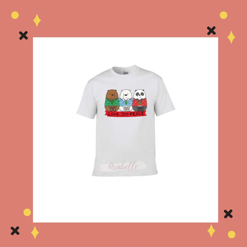 BAJU KAOS TRIO WE BARE BEARS CHRISTMAS