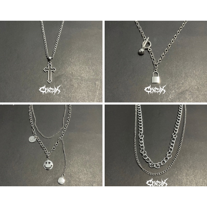 KALUNG SMILE NECKLACE / BILLIE EILISH / CROSS / THUNDER / 88 RISING / MULTILAYER PENDANT NECKLACE / SUN MOON BUTTERFLY NIKE PADLOCK KALUNG RANTAI HIP HOP CHOKER KALUNG LIONTIN STYLE KOREA CHAIN NECKLACE KALUNG SILVER TITANIUM AESTHETIC KALUNG PRIA WANITA