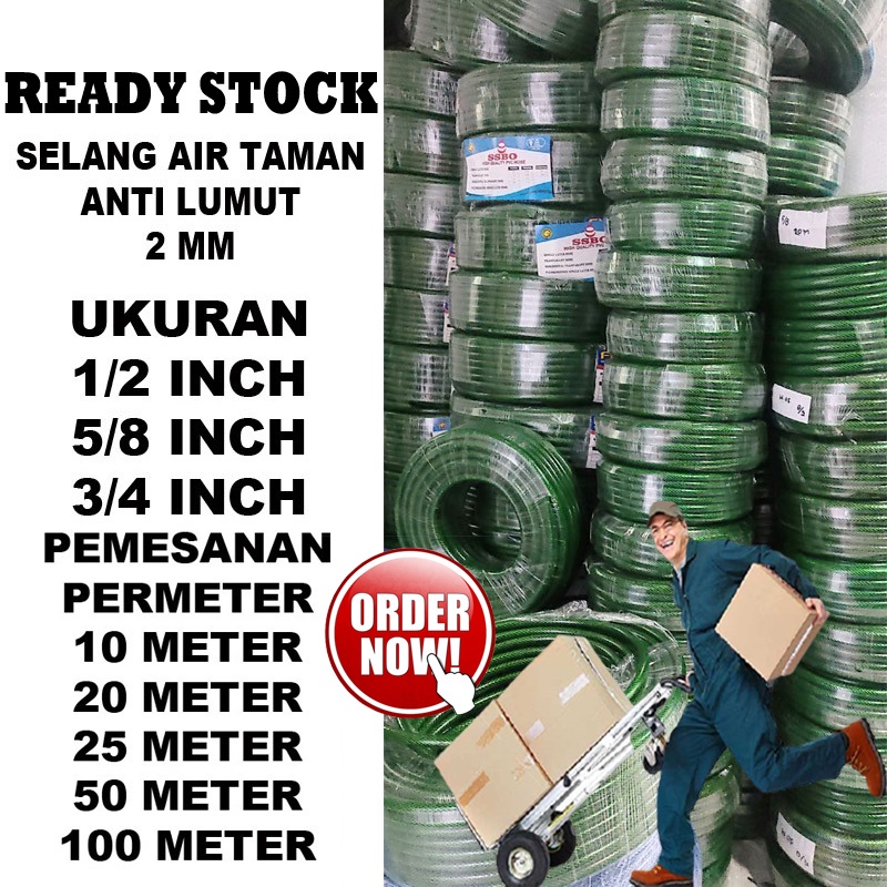 SELANG AIR 1/2 INCH HIJAU ANTI LUMUT 1 ROL 100 METER TEBAL 2 MM SELANG TAMAN CUCI MOTOR MOBIL COD