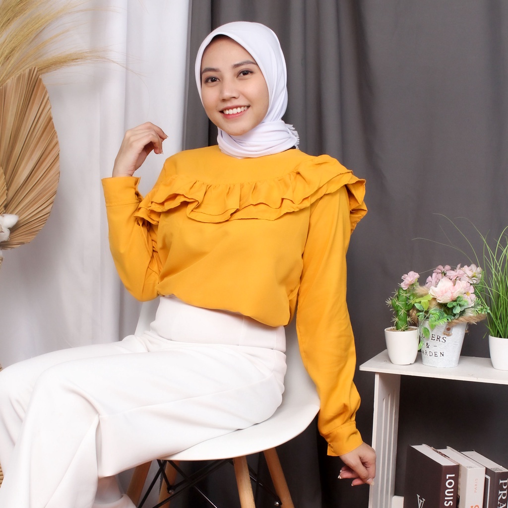 BEFAST - ZRX OOTD Wanita Blouse HUDA / Narina Blouse / Blouse Perempuan / Atasan Lengan Panjang / Blouse Terlaris / Blouse Banyak Warna / Blouse Polos Formal / Termurah