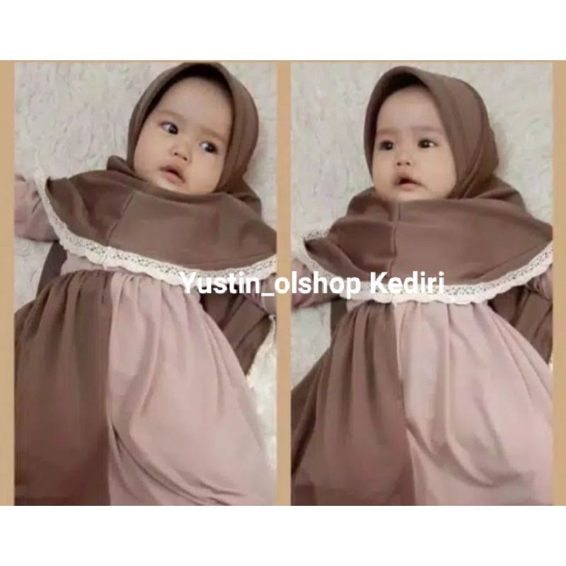 Gamis bayi kombinasi usia 0-12 bulan bahan semi spandex / bahan adem / murah