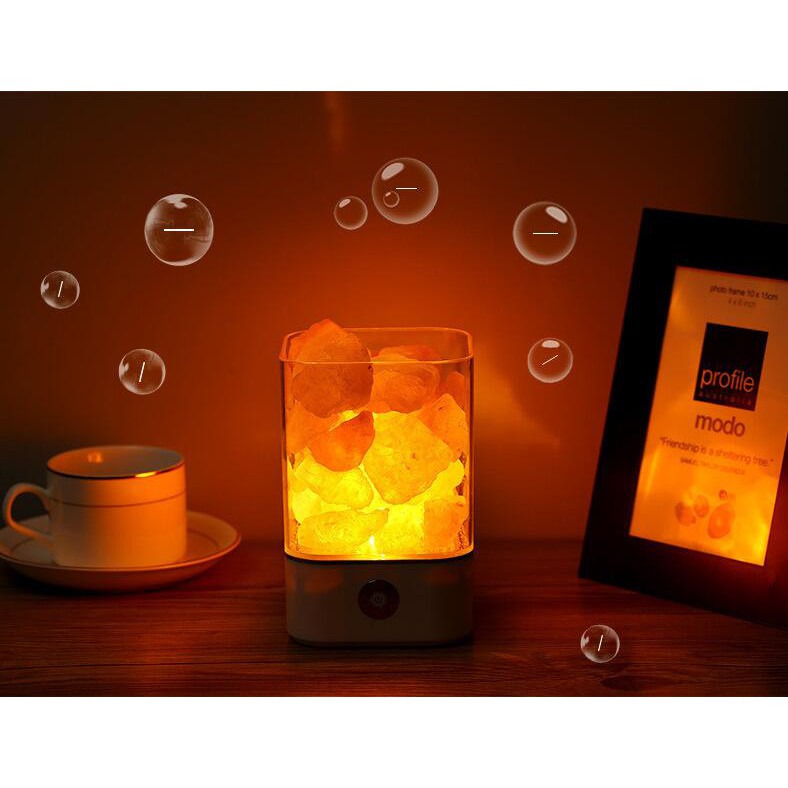 LED Crystal Salt Lamp - Lampu LED 7 warna Kristal Garam Himalaya