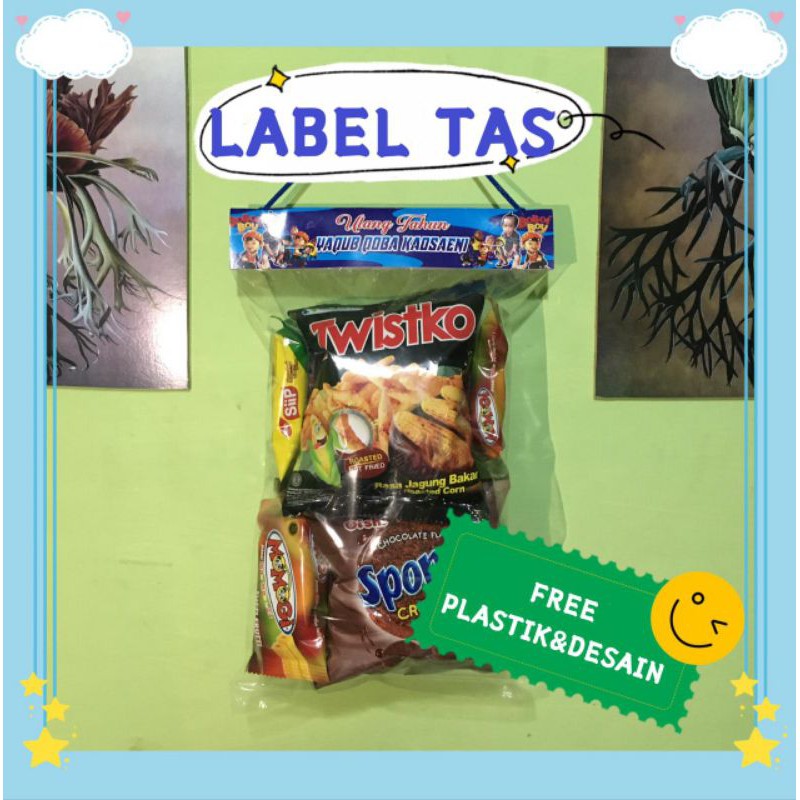 

TAS ULANG TAHUN PLASTIK | LABEL ULTAH CUSTOM