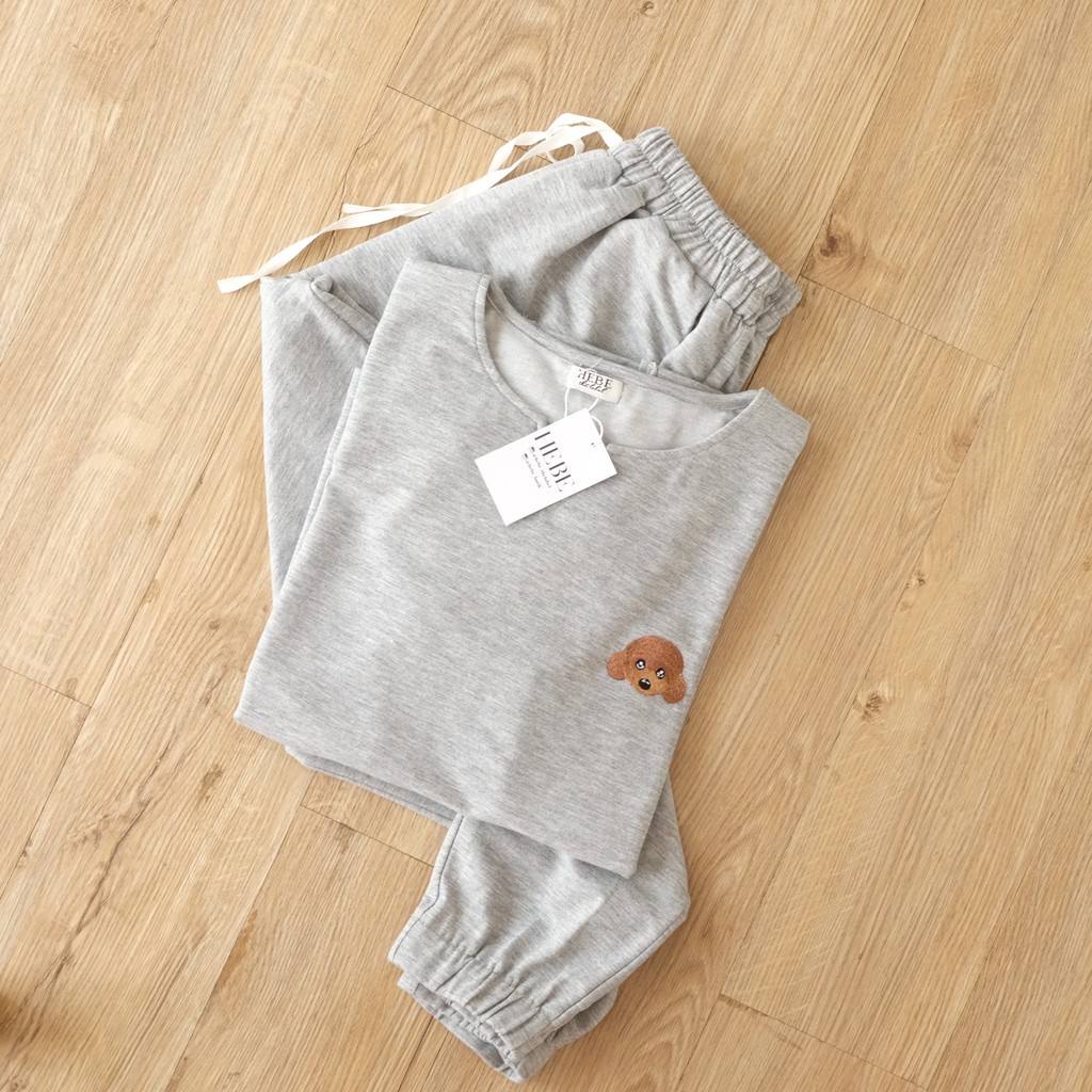Furry Set Pakaian Wanita ( poodle, corgi & polos )-Grey