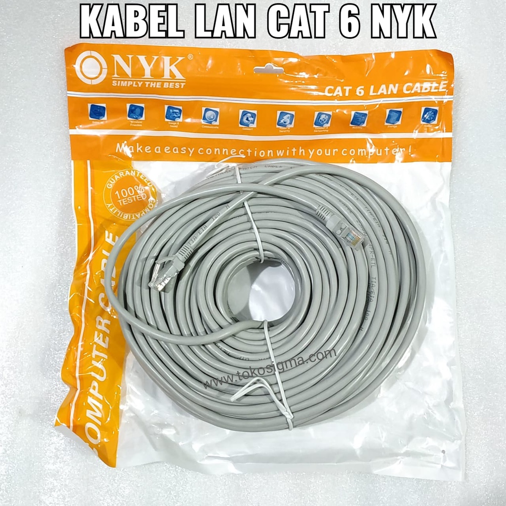 KABEL LAN RJ45 INTERNET NETWORK PATCH CORD CAT 6 UTP RJ-45 40M NYK ORI