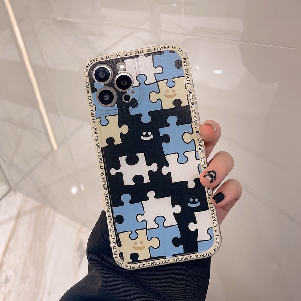 Soft Case Silikon Desain Puzzle Jigsaw Smile Untuk Iphone 7 8 Se 2020 7 + 8 PLUS 11 12 13 PRO MAX