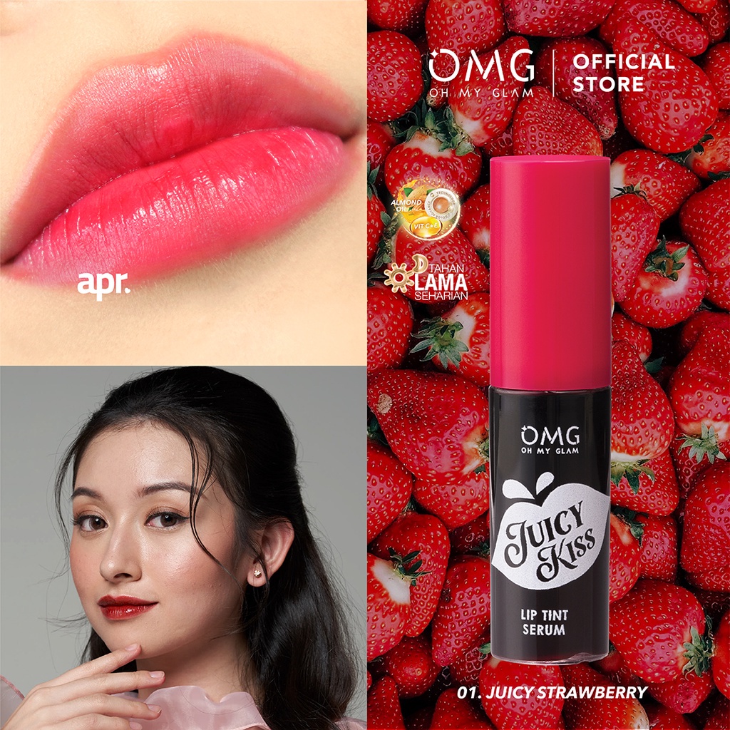 OMG Oh My Glam Juicy Kiss Lip Tint Serum - OMG Liptint Serum Transferproof Original BPOM