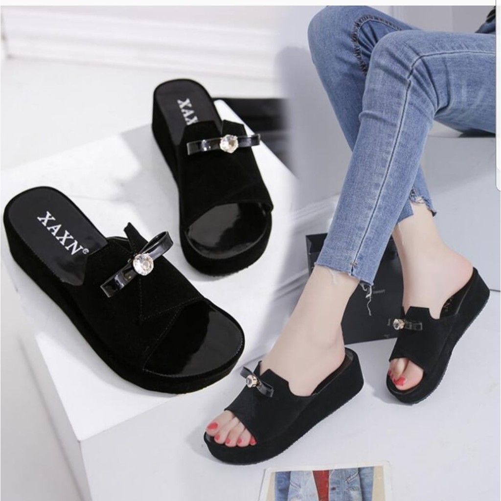 ABBUSHOES Nn  15 Sandal Santai Model Wedges Untuk Wanita