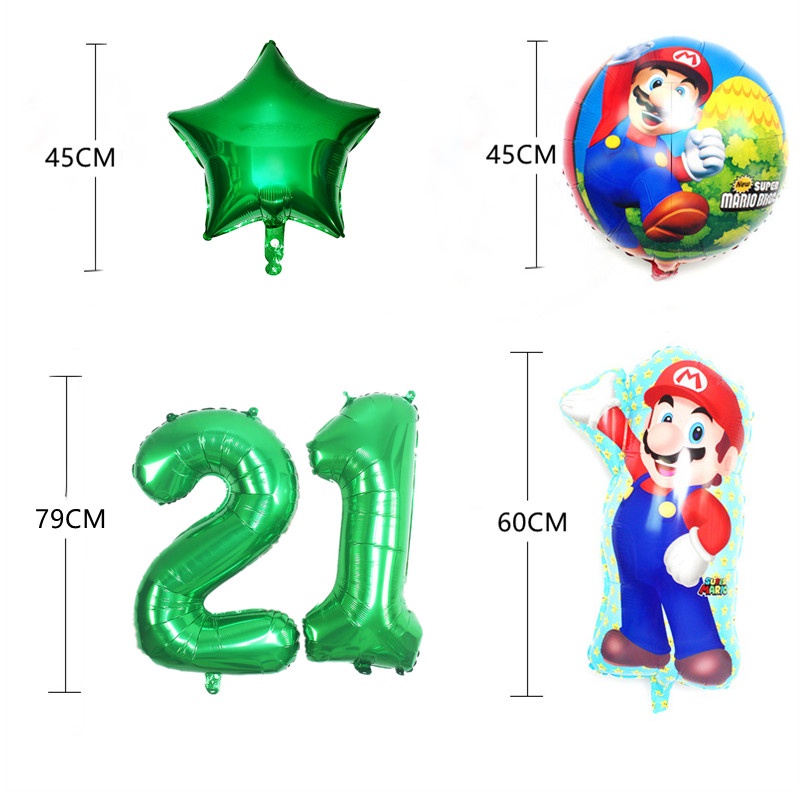 6pcs/set Game Super Mario Bros Balon Figurine Luigi Princess Model Angka Balon Dekorasi Festival