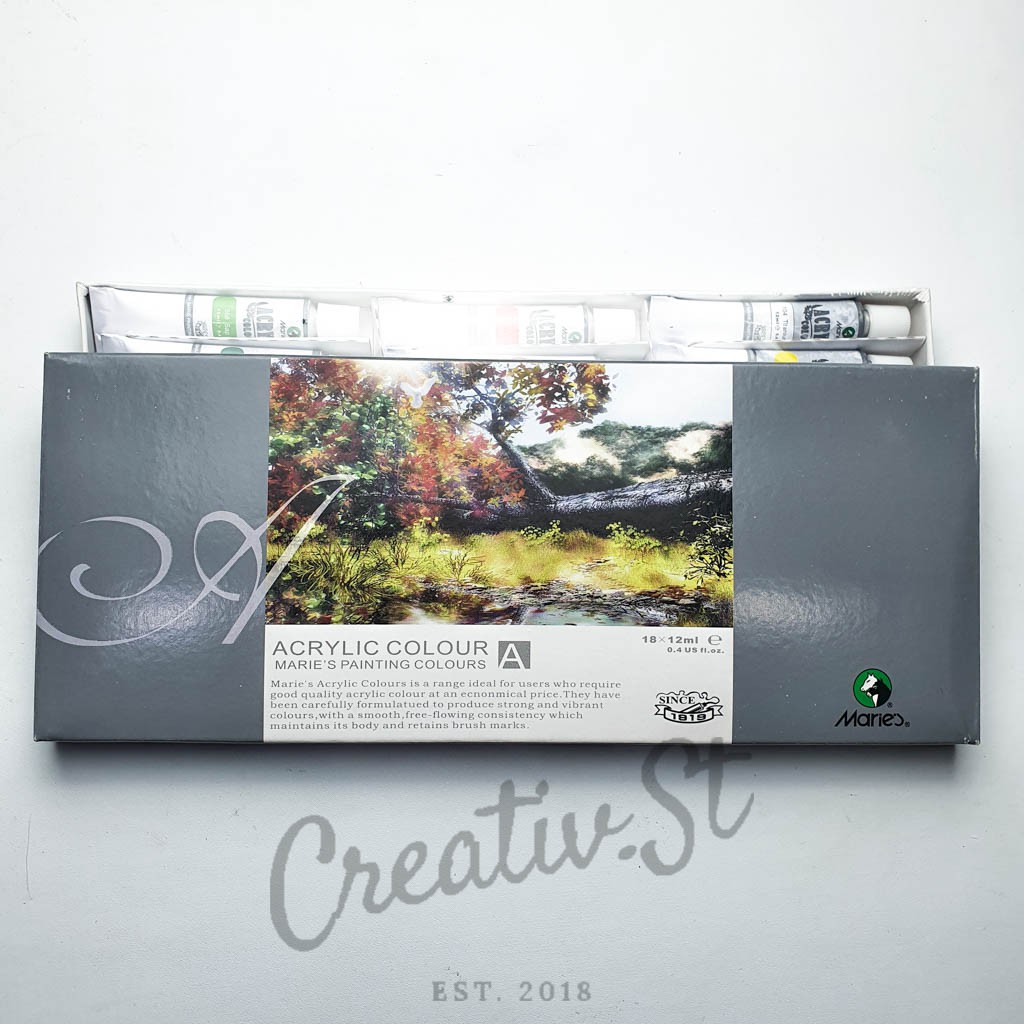 

MARIES Cat Acrylic Color 18 Warna 818B Set Paint Cat Lukis Akrilik