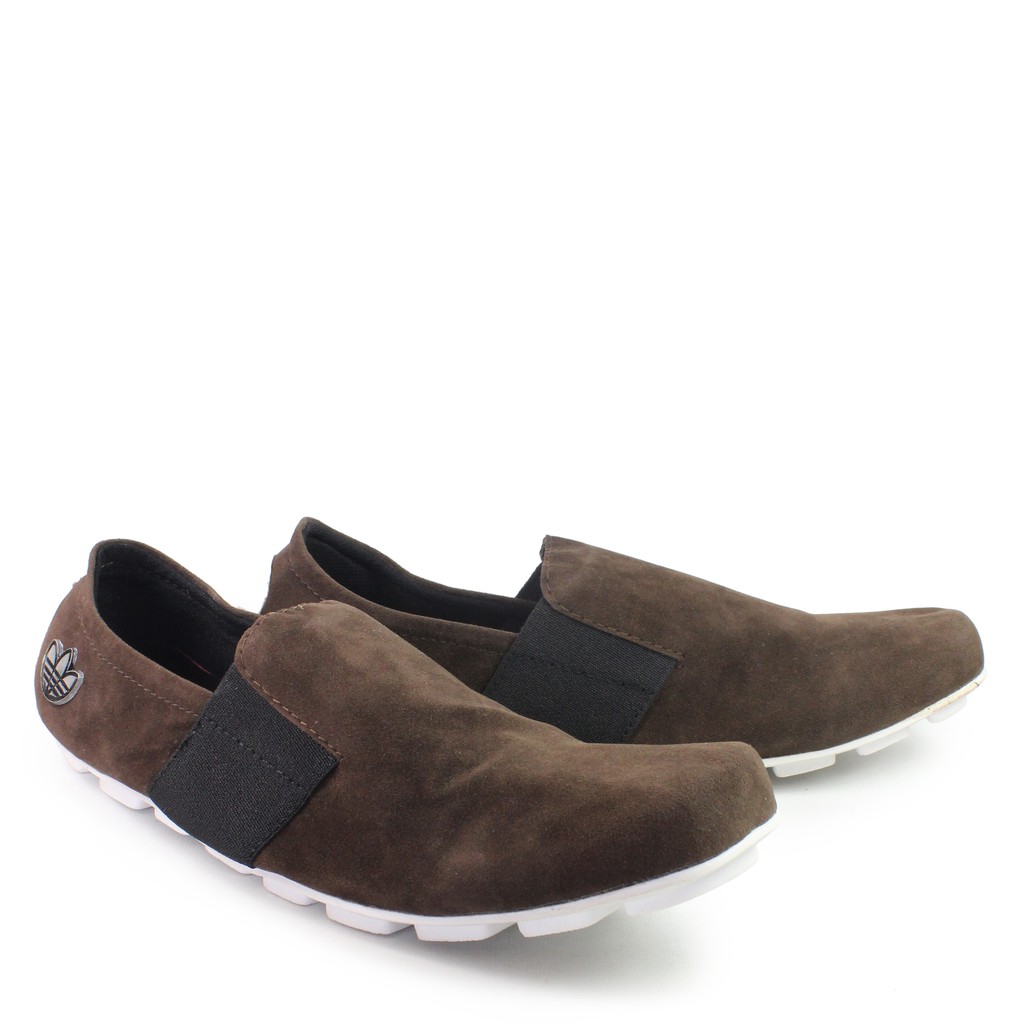 Sepatu Slip On Kasual Santai - Adidas Asensio Mocasin Suede Coklat - Kualitas Terbaik Murah Trendy