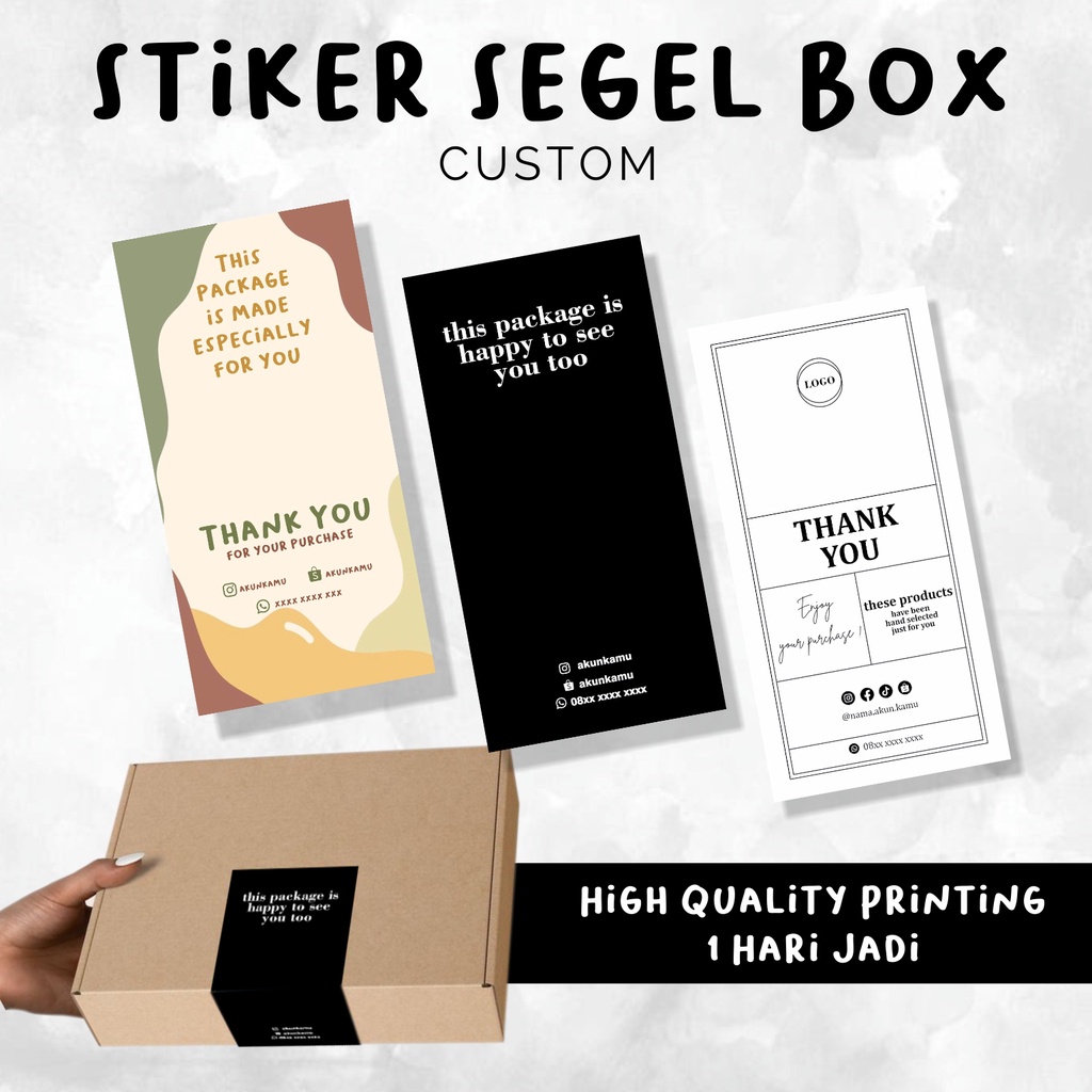 

STICKER SEGEL BOX PACKAGING CUSTOM/ HAMPERS / LABEL BOX PACKAGING / STICKER / STIKER KARDUS