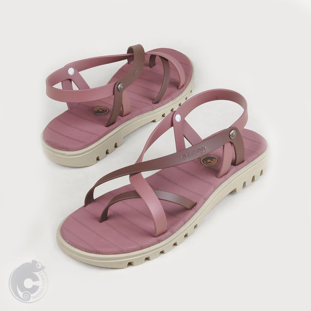 CAMOU - Liviana Grape - Sandal Tali Wanita Kasual Warna Ungu Maroon