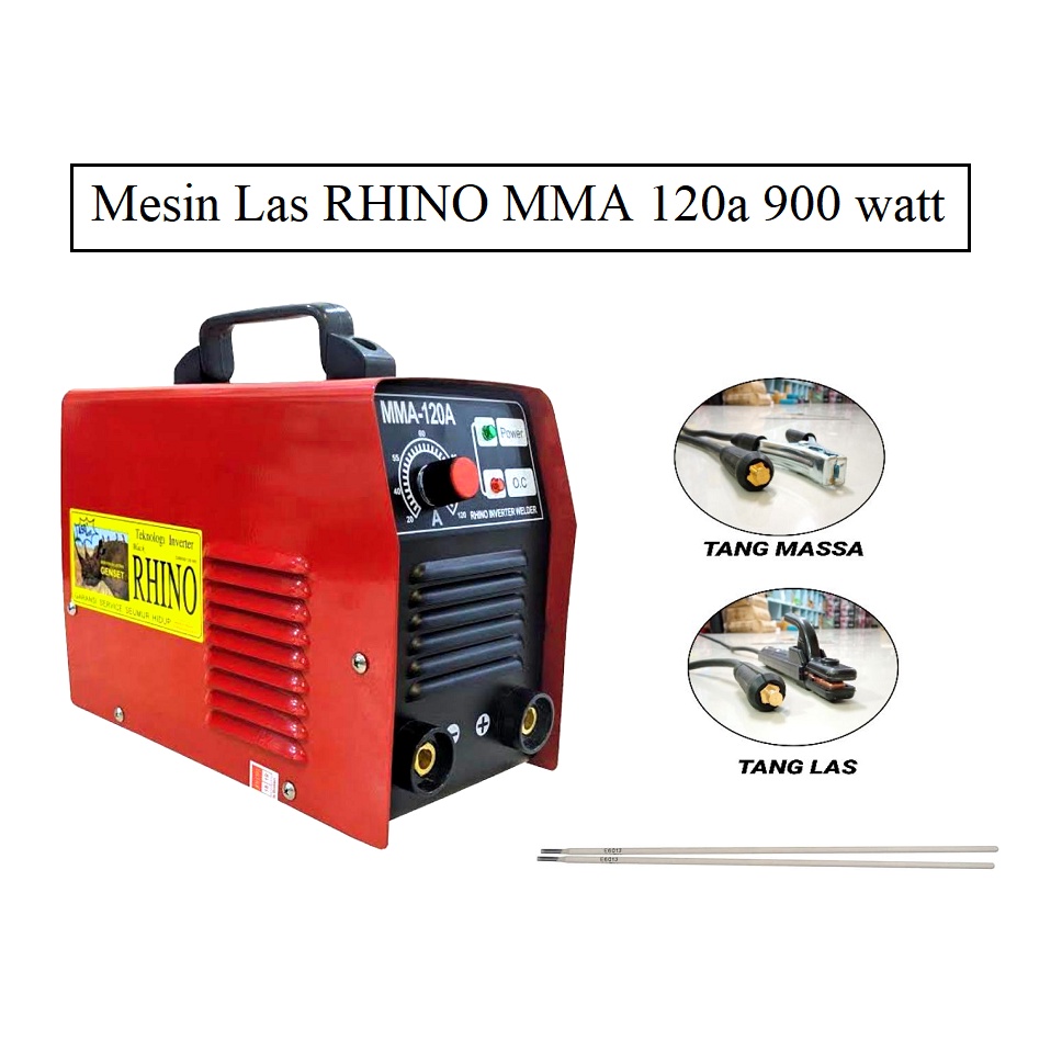 Mesin Las RHINO MERAH 120 A 900 watt Mesin Las Listrik Inverter Travo MMA Trafo 900watt