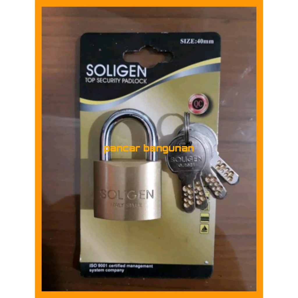 GEMBOK SOLIGEN 40MM PENDEK - GEMBOK PENDEK KUNINGAN 40MM SOLIGEN - GEMBOK KUNINGAN 40MM SOLIGEN - GE