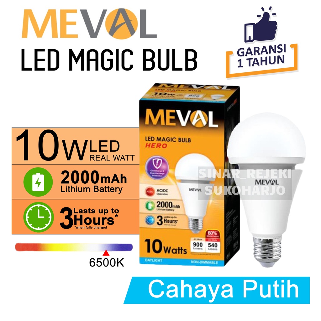 MEVAL LED MAGIC BULB 10W / EMERGENCY LAMP / LAMPU DARURAT