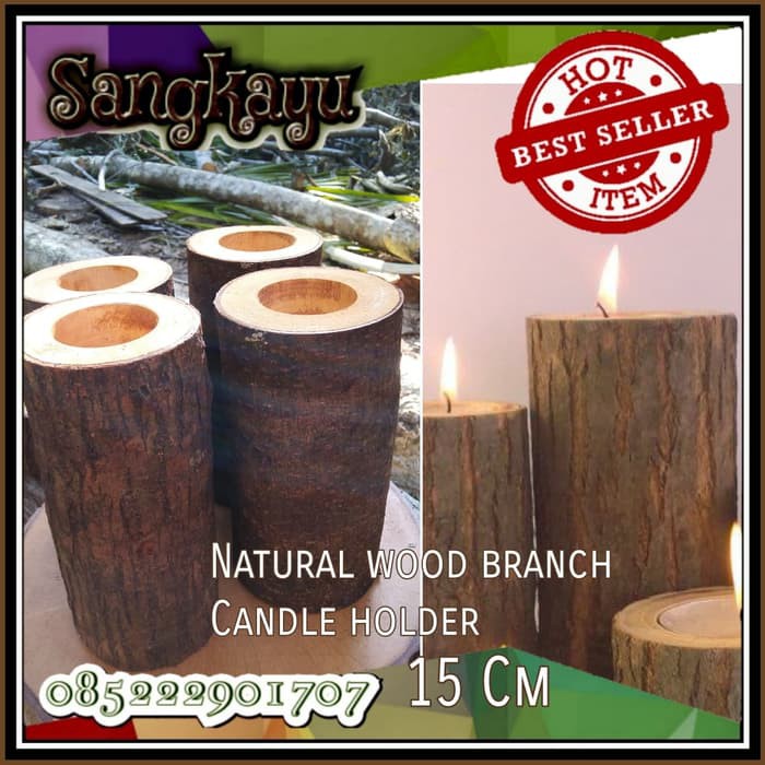 15 cm Wood candle holder tempat lilin kayu no alas lilin elektrik