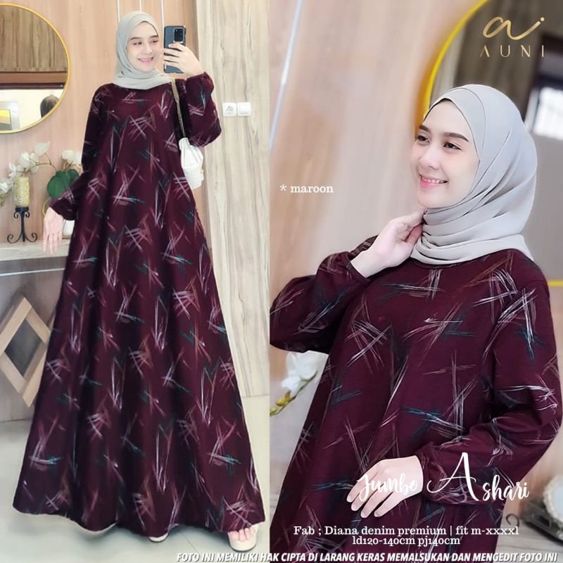 Baju Gamis Kaos Denim Jumbo Ld 120 130 140 Jumbo Asyari Maxy Dress Big Size XXXXL Kekinian Terbaru 2