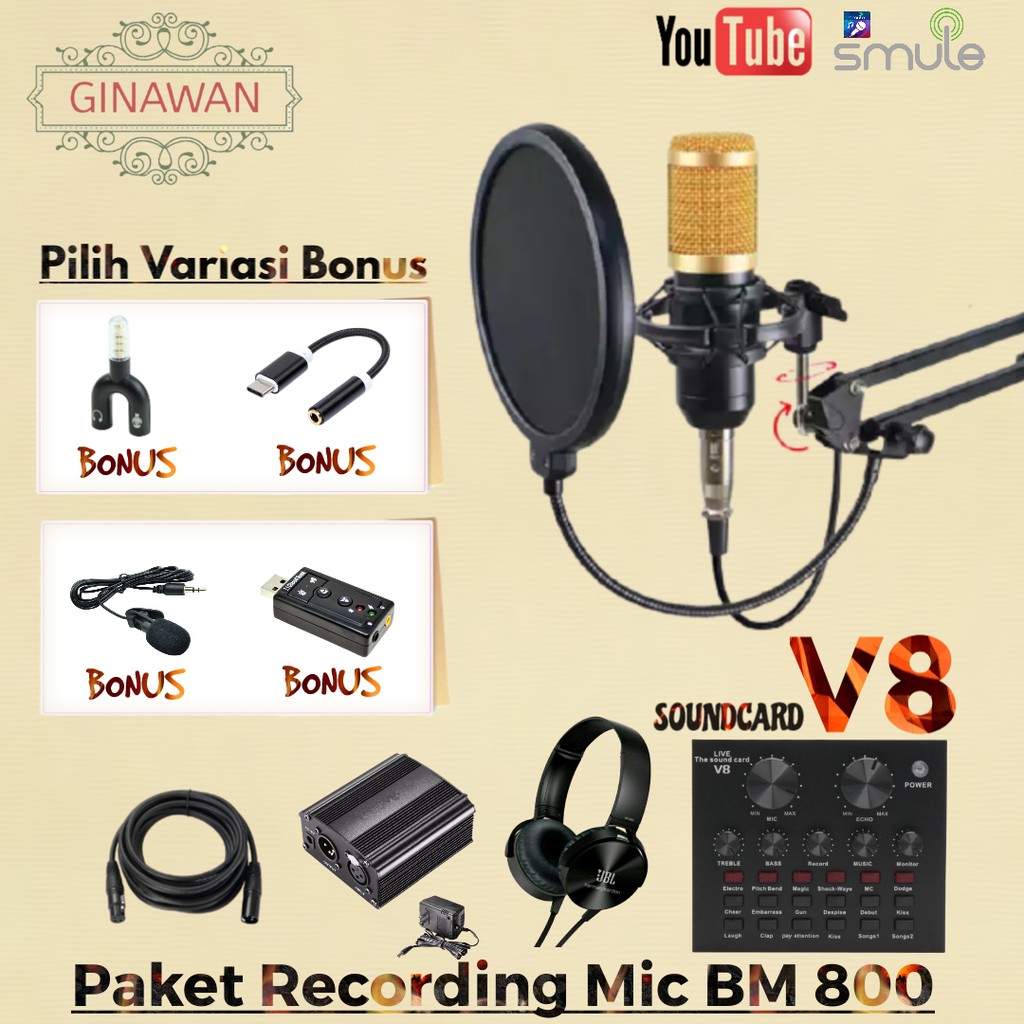 PAKET MIC RECORDING MIC BM 800 TERLENGKAP