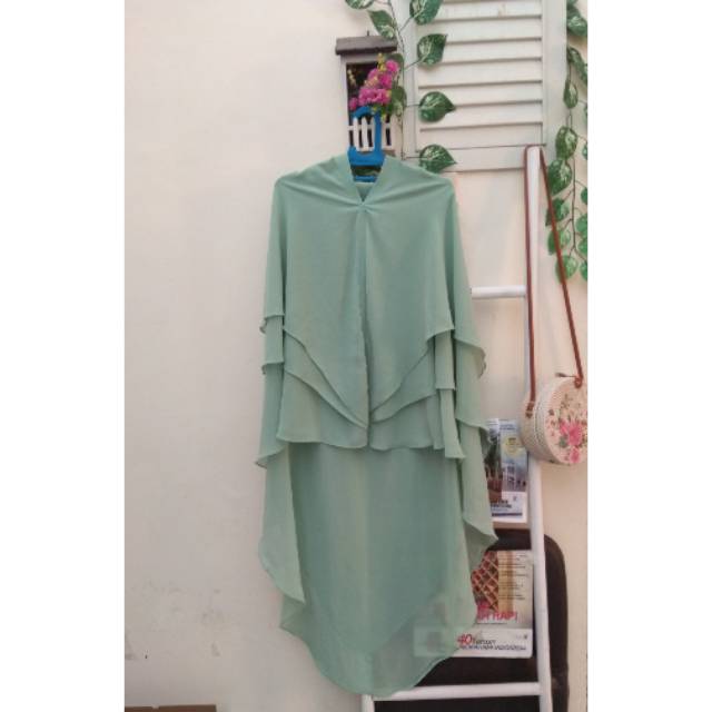 preloved khimar 3 layer mint