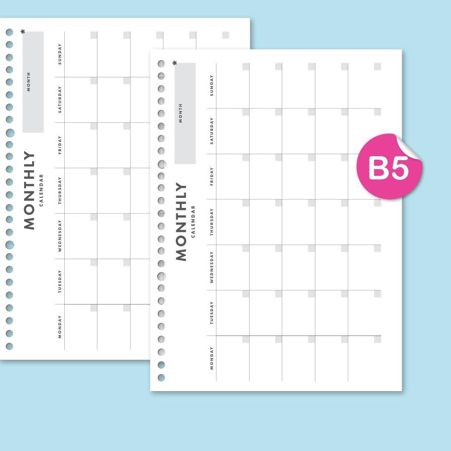 

[PREMIUM PRODUCT] Loose leaf B5 - Monthly Calendar