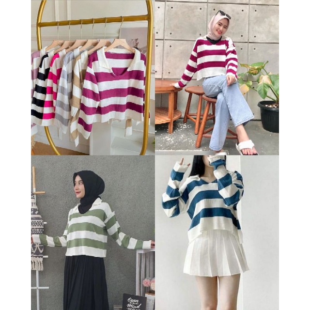 Sweater Crop Rajut Grade A