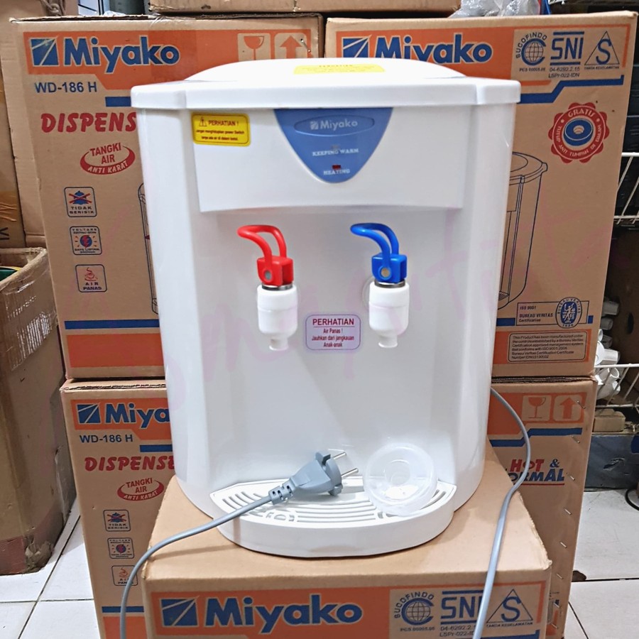 Dispenser Air Miyako Galon Atas Air Panas dan Normal WD-186 H Tangki Anti Karat