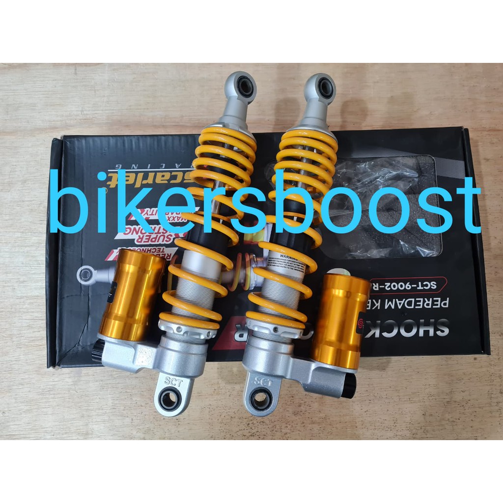 Shock Shockbreaker Scarlet Honda Supra Kharisma 340 mm Tabung bawah Rebound Adjustable Yellow