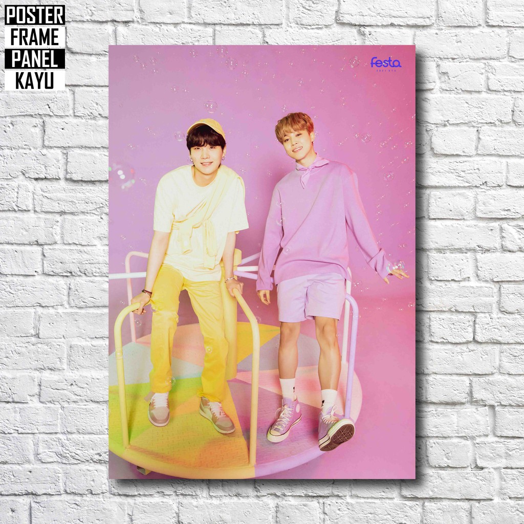 Poster BTS Suga Jimin Festa 2021 Frame Kayu Solid A4 BTS609