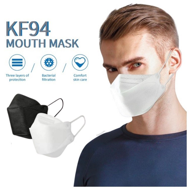 MASKER KF94 4PLY BLACK AND WHITE ISI 10PCS