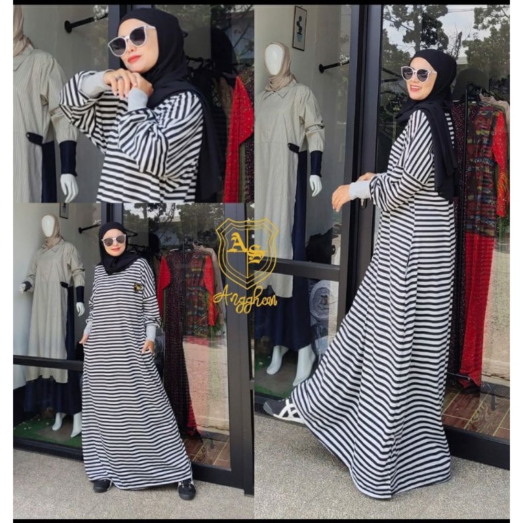 [BISA COD] BISA JUMBO - OVER SIZE STRIPES MAXI BEST SELLER ORI 100% BERLABEL REAL PICT BY ANGGHEAN/GAMIS INJI / GAMIS JUMBO BAHAN BERKUALITAS NYAMAN DIPAKAI