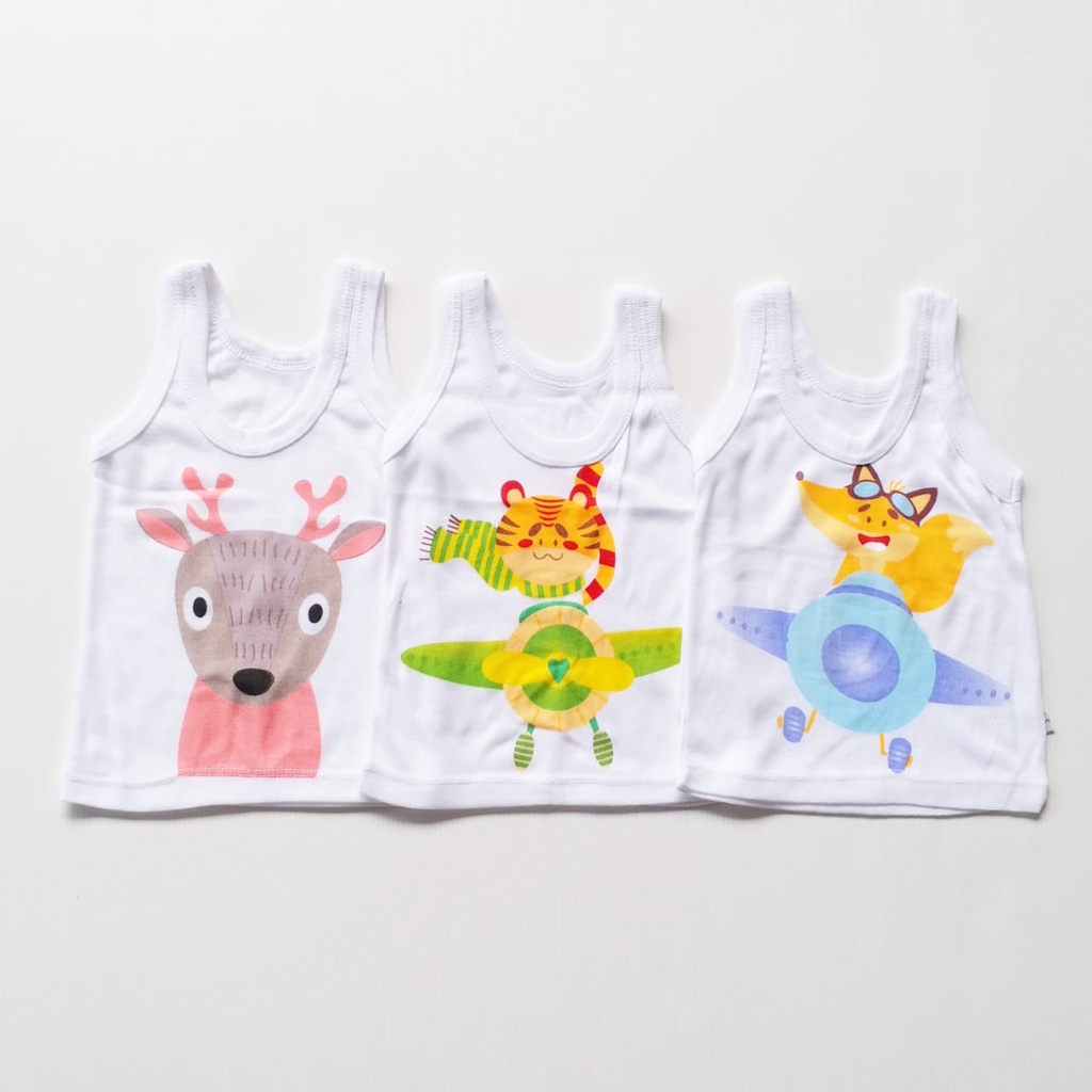 LittleAaron KAOS SINGLET MOTIF ANAK kaos dalam oblong anak laki2 dan perempuan newborn-3thn