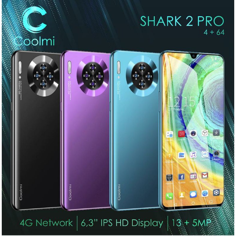 COOLMI SHARK 2 PRO ANDROID 4G LTE 6.3 INCH RAM 4GB ROM 64GB INFINITY-V LCD BATT TANAM GARANSI RESMI