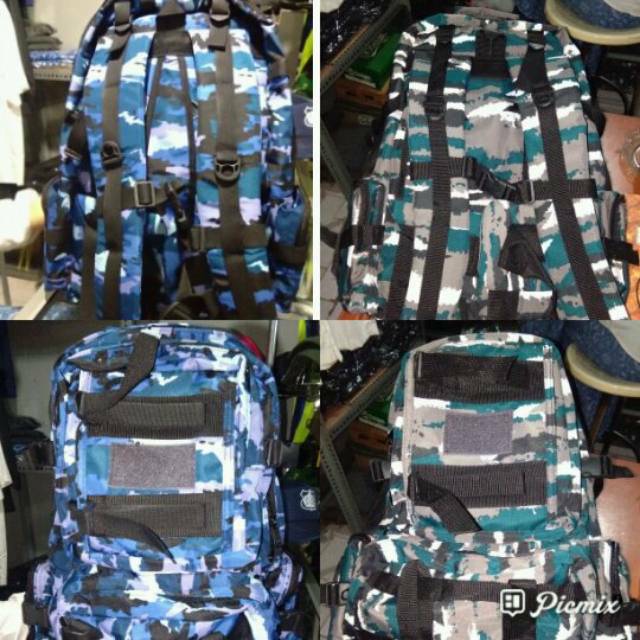 Tas punggung  loreng TNI AU dan TNI Al besar isi 50liter harga bersahabat