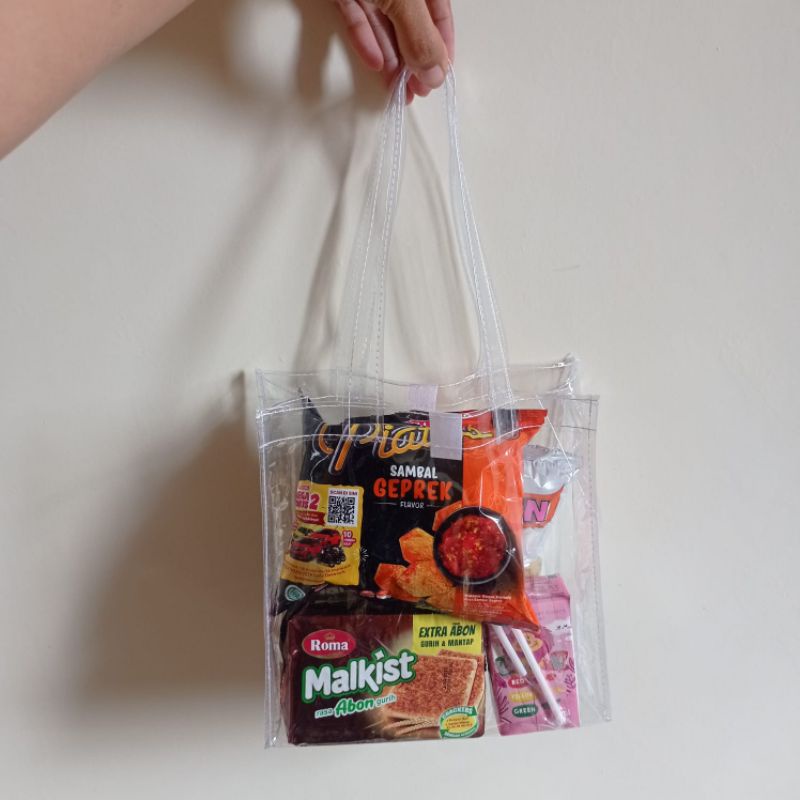 Tas transparan snack ultah anak lebar 10 cm (20*10*20)