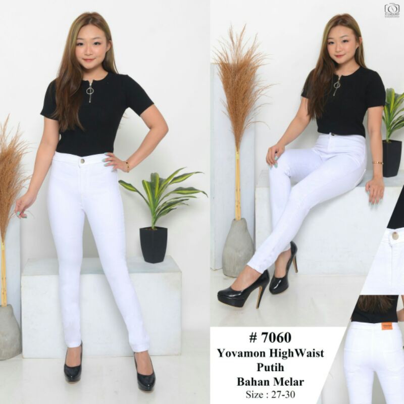 CP YOVAMON HIGHWAIST PUTIH JEANS 7060
